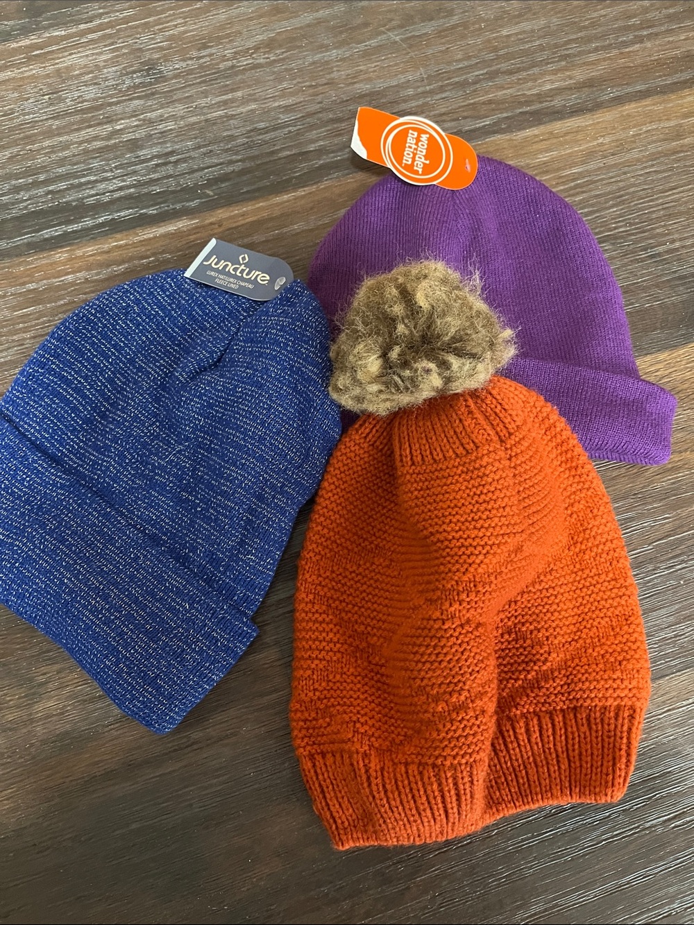 Kids Orange Pom Pom Beanie -